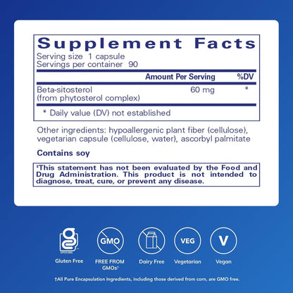 Pure Encapsulations Beta-Sitosterol | Suplemento para el flujo urinario y la salud* | 90 Cápsulas – Image 2