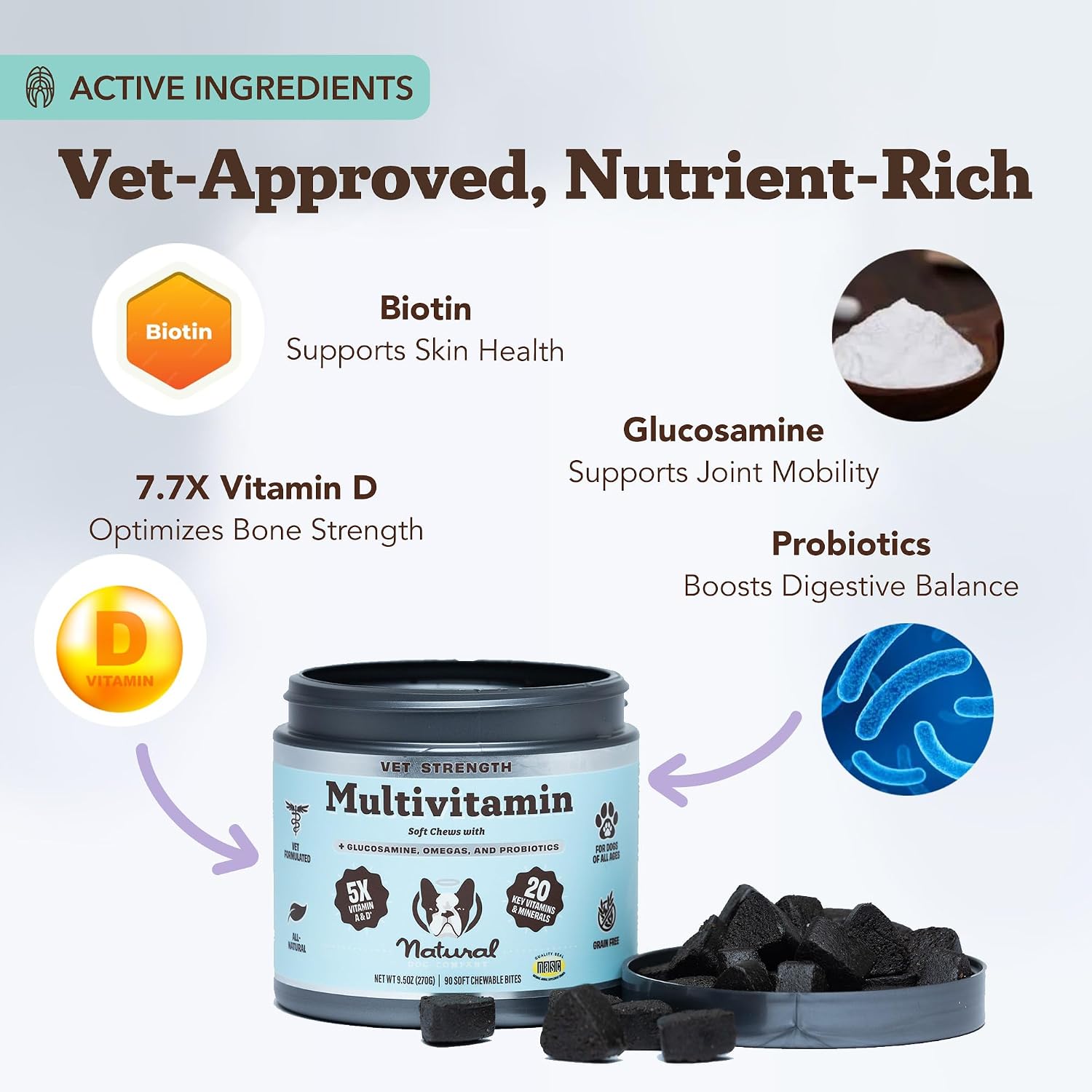 Natural Dog Company Vet Strength Multivitamínico para Perros 90 Chews
