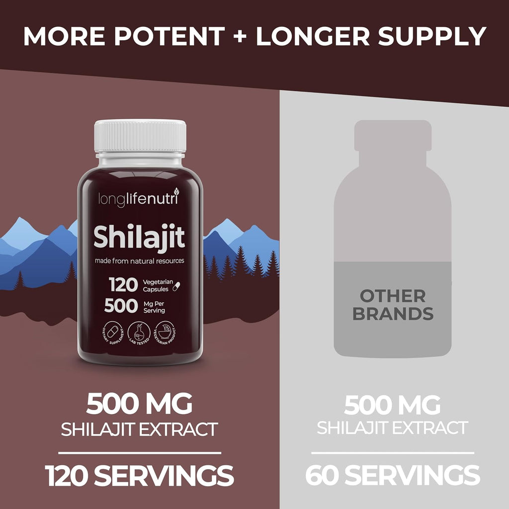 Shilajit Puro del Himalaya 500mg con Ácido Fúlvico 15% | 120 Cápsulas Vegetales | Suplemento para Vitalidad y Claridad Mental
