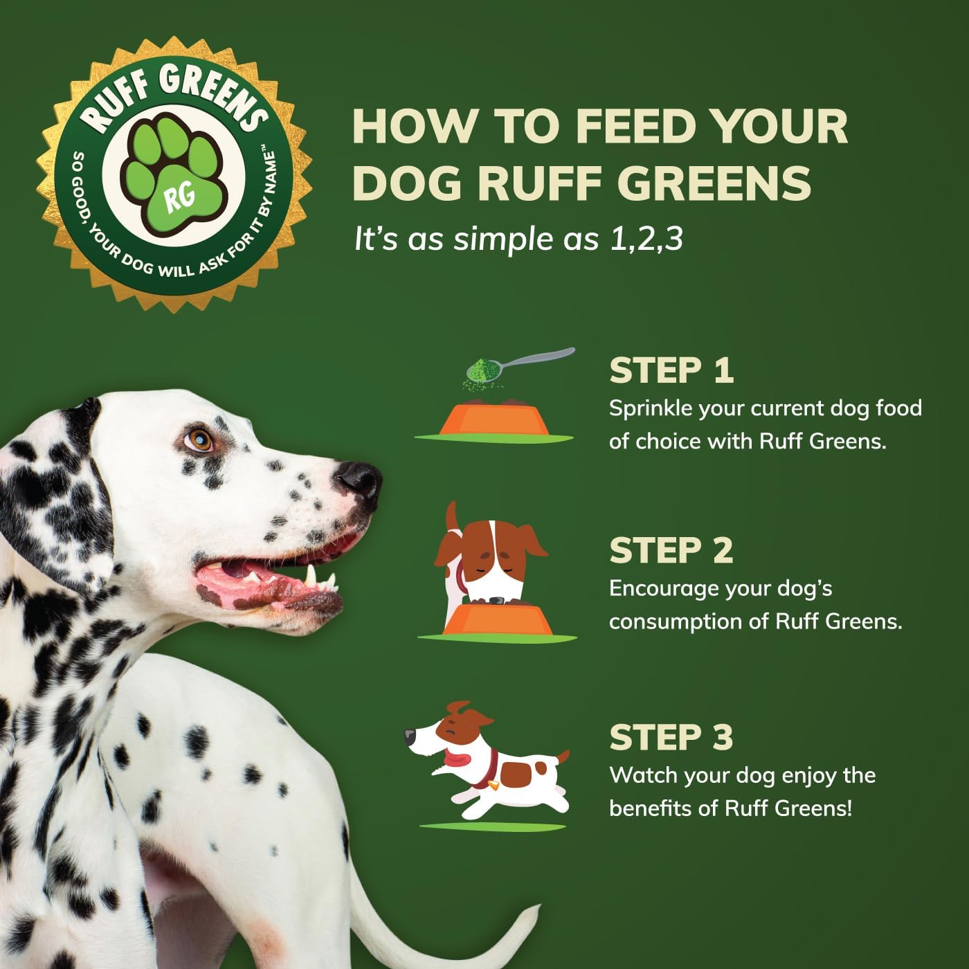 Ruff Greens VitaSmart - Complemento en polvo para perros con 25 vitaminas y minerales, 15 probióticos y 20 enzimas digestivas - 6.9 oz