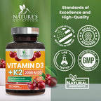 Vitamina D3 y K2 2000 UI MK-7, 180 comprimidos masticables sabor a bayas - Nature's Nutrition
