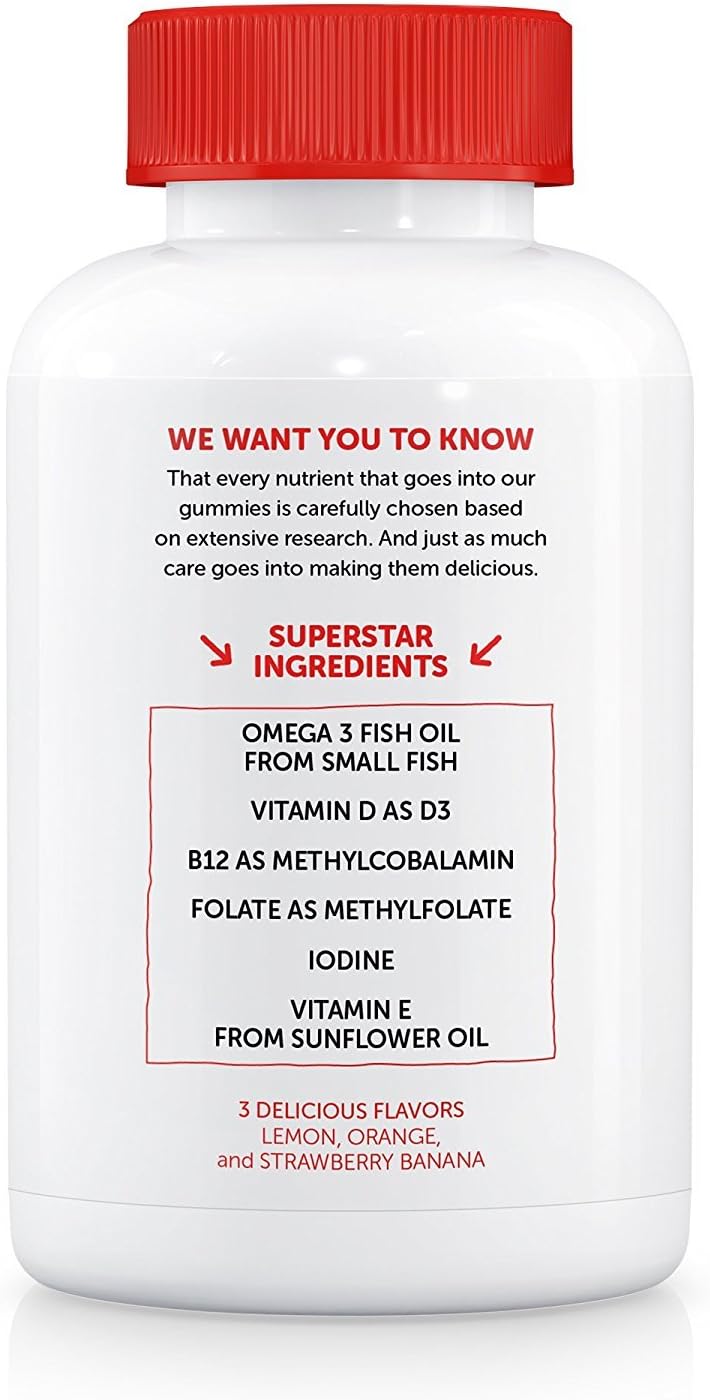 SmartyPants Kids Complete Gummy Vitamins: Multivitamínico y Omega 3 DHA/EPA, Metil B12, Vitamina D3 - 180 gominolas