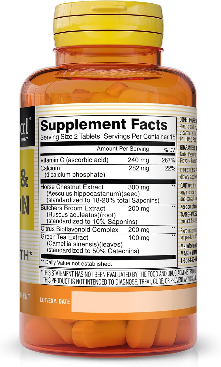 Mason Natural Leg Vein & Circulation, Vitamin C & Green Tea, 30 Tablets