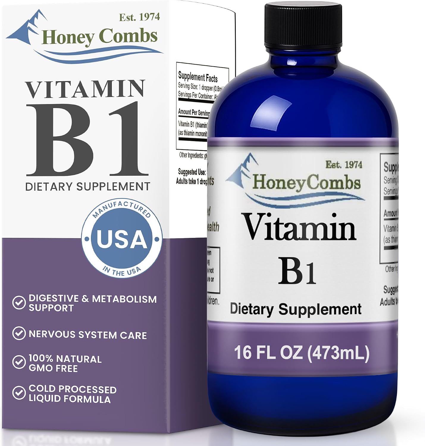 Vitamina B1 (Tiamina) Gotas - Extracto de Tiamina Vitamina B1 de Alta Potencia - Líquido Vitamínico Vegano, Sin Alcohol y Sin OGM - Mantiene la Salud del Sistema Nervioso, Apoya la Digestión y Aumenta la Energía, 1 Fl Oz