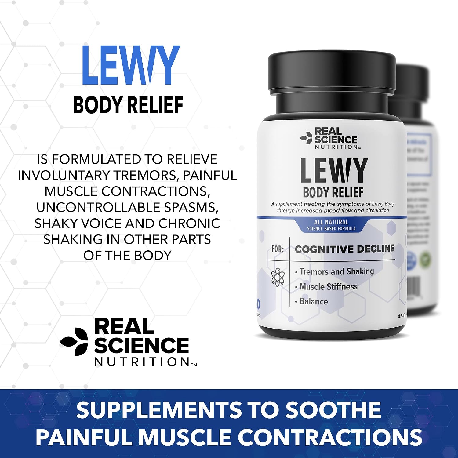 Real Science Nutrition Lew-X - Suplemento para Apoyo Cognitivo y Alivio de Temblores Musculares