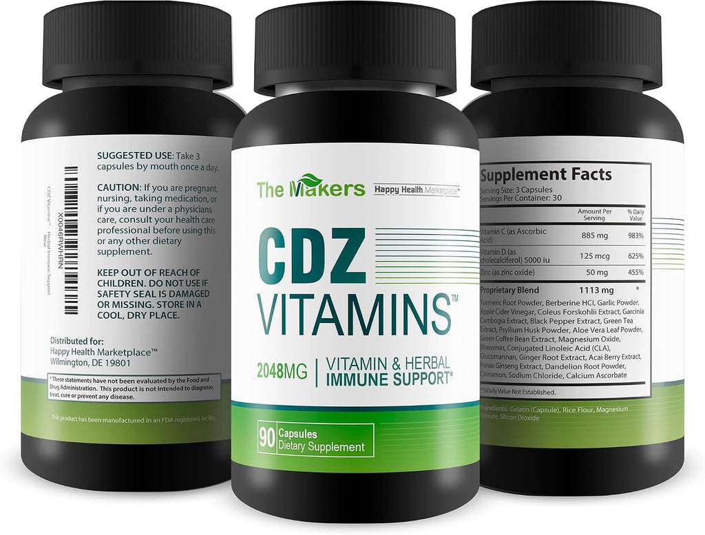 The Makers CDZ Vitamins - Suplemento de Vitamina C, D y Zinc con Hierbas