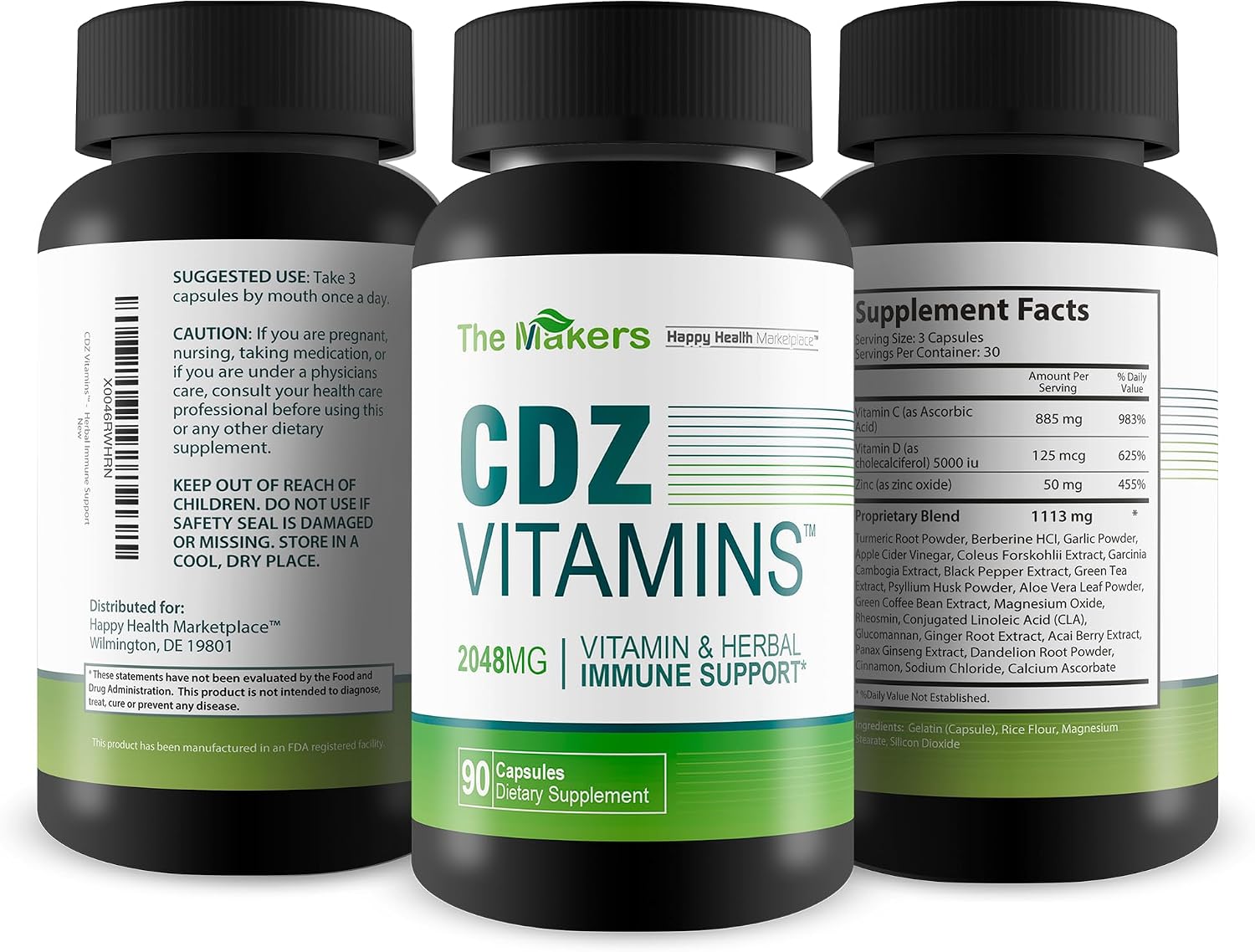 The Makers CDZ Vitamins - Suplemento de Vitamina C, D y Zinc con Hierbas