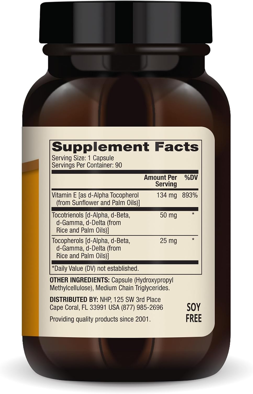 Dr. Mercola Vitamina E, 90 cápsulas, 134 mg por cápsula, Suplemento alimenticio