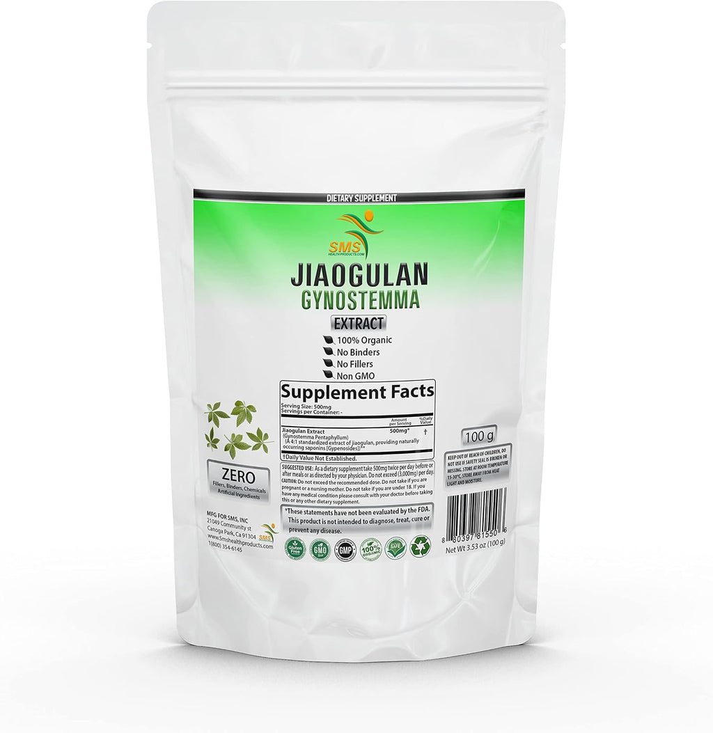 Jiaogulan (Gynostemma) 4:1 Extract Powder, No Fillers, High Potency Organic Herbal Supplement, AMPK Activator & Adaptogen, 100g