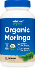 Nutricost Cápsulas de Moringa 500mg, 180 Cápsulas (90 Porciones) - Cápsulas Vegetales, No GMO, Sin Gluten