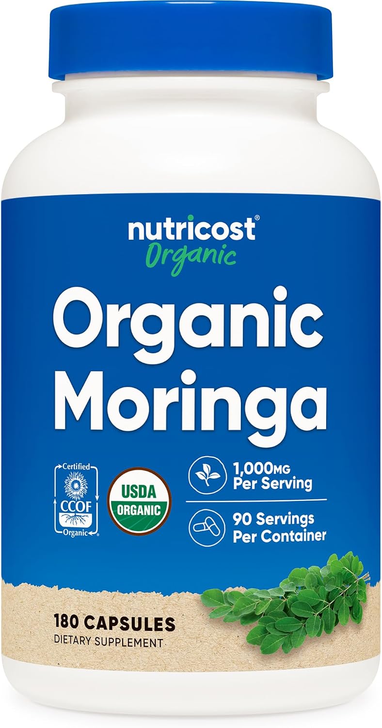 Nutricost Cápsulas de Moringa 500mg, 180 Cápsulas (90 Porciones) - Cápsulas Vegetales, No GMO, Sin Gluten
