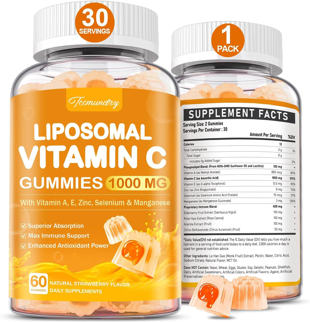 Gomitas de Vitamina C Liposomal 1000 mg para Adultos con Zinc, Saúco, Vitaminas A y E