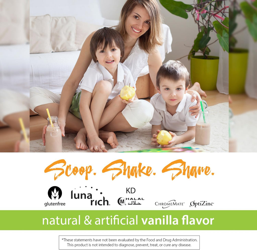 RELIV Now for Kids Vainilla - Batido Nutricional con Vitaminas y Minerales Esenciales, Proteína Vegetal y DHA, 15 porciones