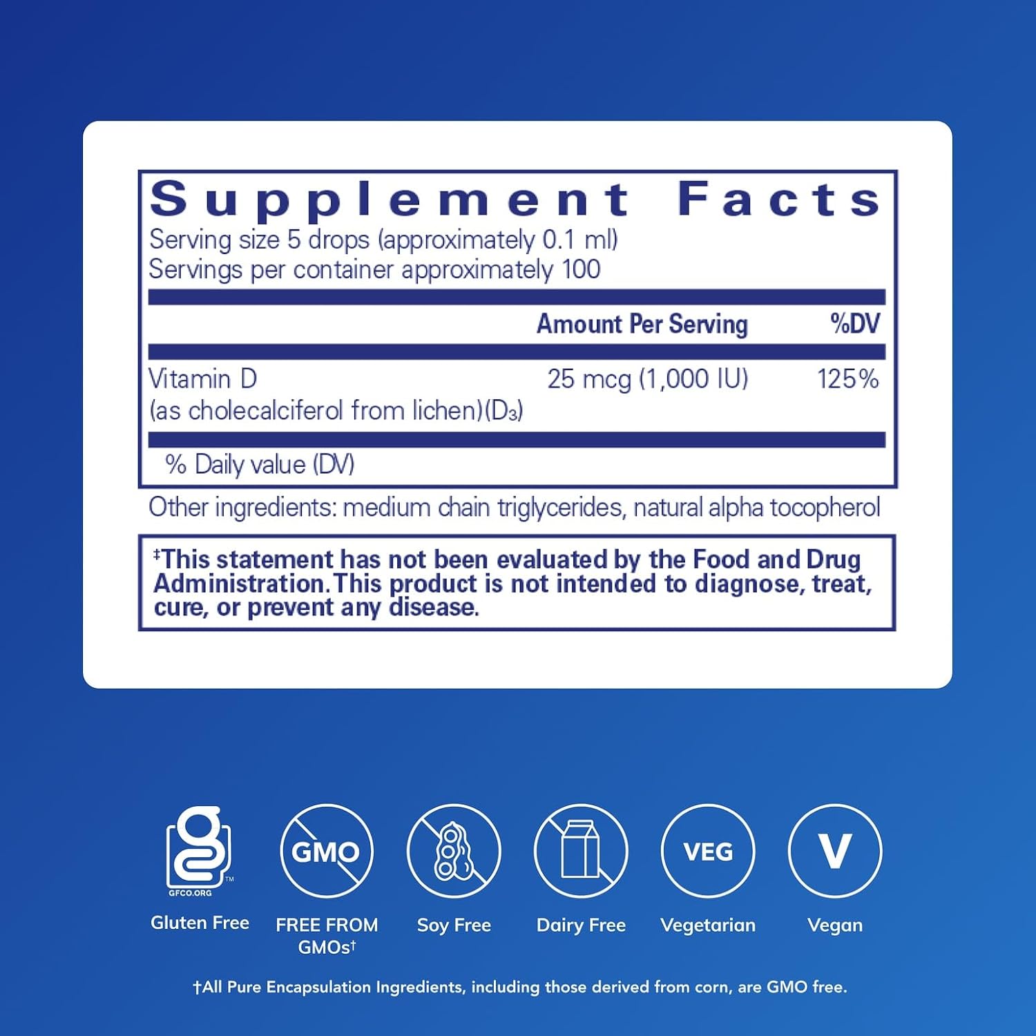Pure Encapsulations Vitamina D3 (Vegana) Líquida | Hipoalergénica para Huesos e Inmunidad | 0.3 fl oz