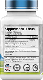 Calostro Bovino en Cápsulas 1.200 mg, 120 Cápsulas - Estandarizado al 25% IgG - No Transgénico