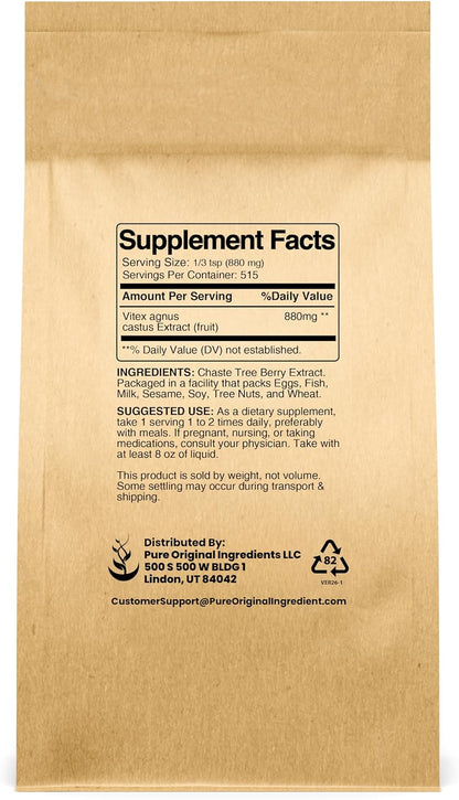 PURE ORIGINAL INGREDIENTS Extracto de Sauzgatillo (1lb) Vitex Agnus-Castus, No-GMO – Image 2