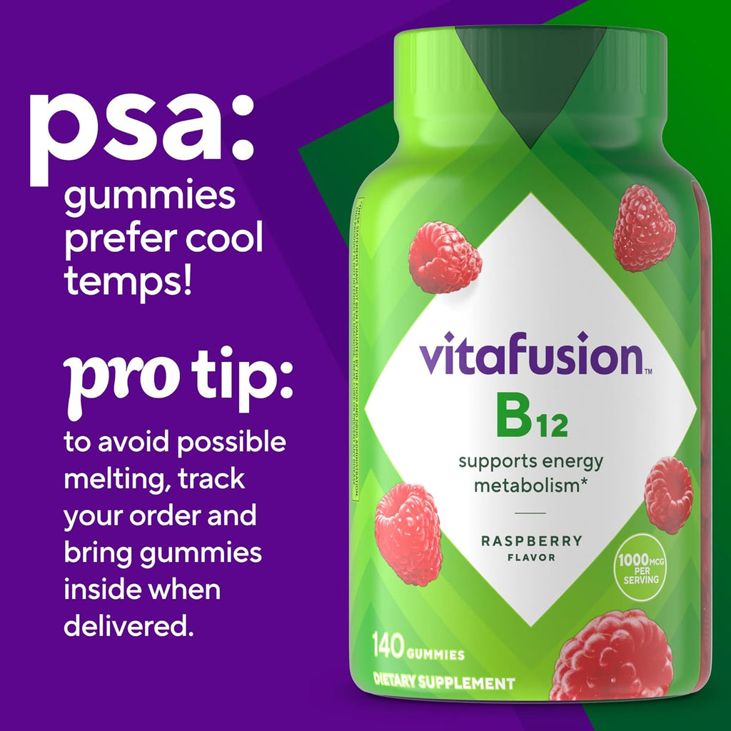 Vitafusion Vitamina B12 1000 mcg, 140 Gomitas, Sabor Frambuesa