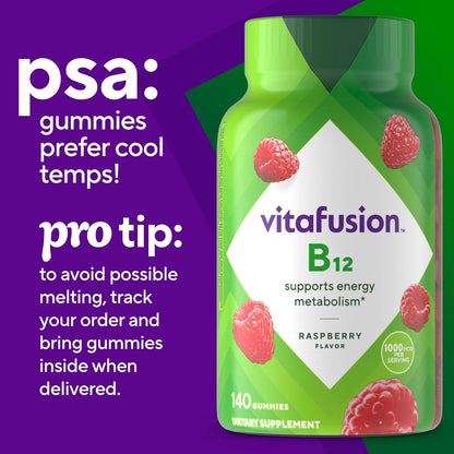 Vitafusion Vitamina B12 1000 mcg, 140 – Formación normal de glóbulos rojos: La vitamina B12 es esencial para la – Image 10