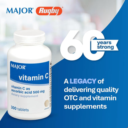 MAJOR Vitamina C 500 mg Ácido Ascórbico - 300 Comprimidos – Image 2