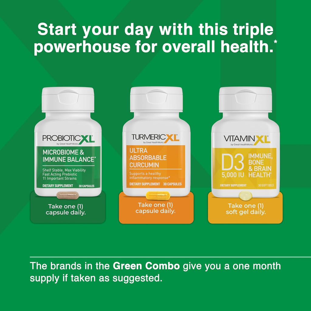TrioXL - Pack de 3 Suplementos: TurmericXL, VitaminXL D3 y ProbioticXL