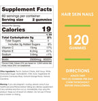 Nature's Key Biotin Gummies con Vitaminas C y E - Mantenimiento del Cabello, Piel y Uñas - Vegano - Sabor Naranja - 120 Gominolas