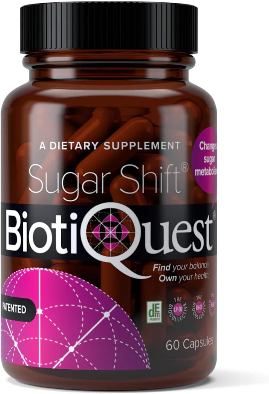 BiotiQuest Sugar Shift Probiótico - Reduce Antojos de Azúcar y Carbohidratos, 22B UFC, 60 Cápsulas