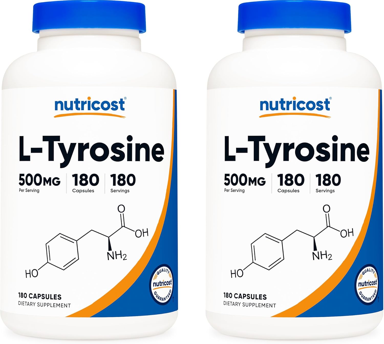 Nutricost L-Tirosina 500mg, 180 Cápsulas (Paquete de 2)