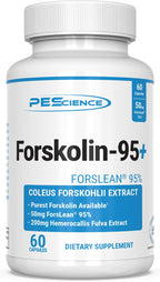 PEScience Forskolin-95+ Cápsulas, 95% Forskolina Pura de Extracto de Coleus Forskohlii con Extracto de Hemerocallis Fulva, ForsLean Patentado, 50 mg, 60 Unidades