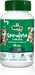 SPIRU PAW Comprimidos de Espirulina para Perros y Gatos - Complemento Natural con Microalgas - 60 Comprimidos