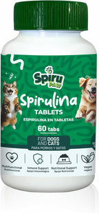 SPIRU PAW Comprimidos de Espirulina para Perros y Gatos - Complemento Natural con Microalgas - 60 Comprimidos