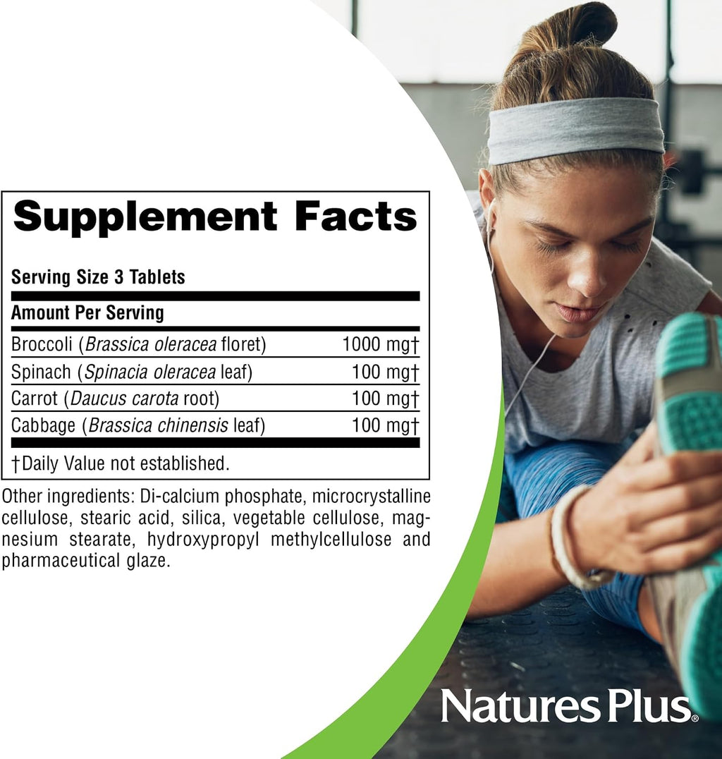 NaturesPlus Mixed Vegetables - 180 Comprimidos, Pack de 2 - con Brócoli, Espinacas, Zanahoria y Col - Sin Gluten - 120 Dosis