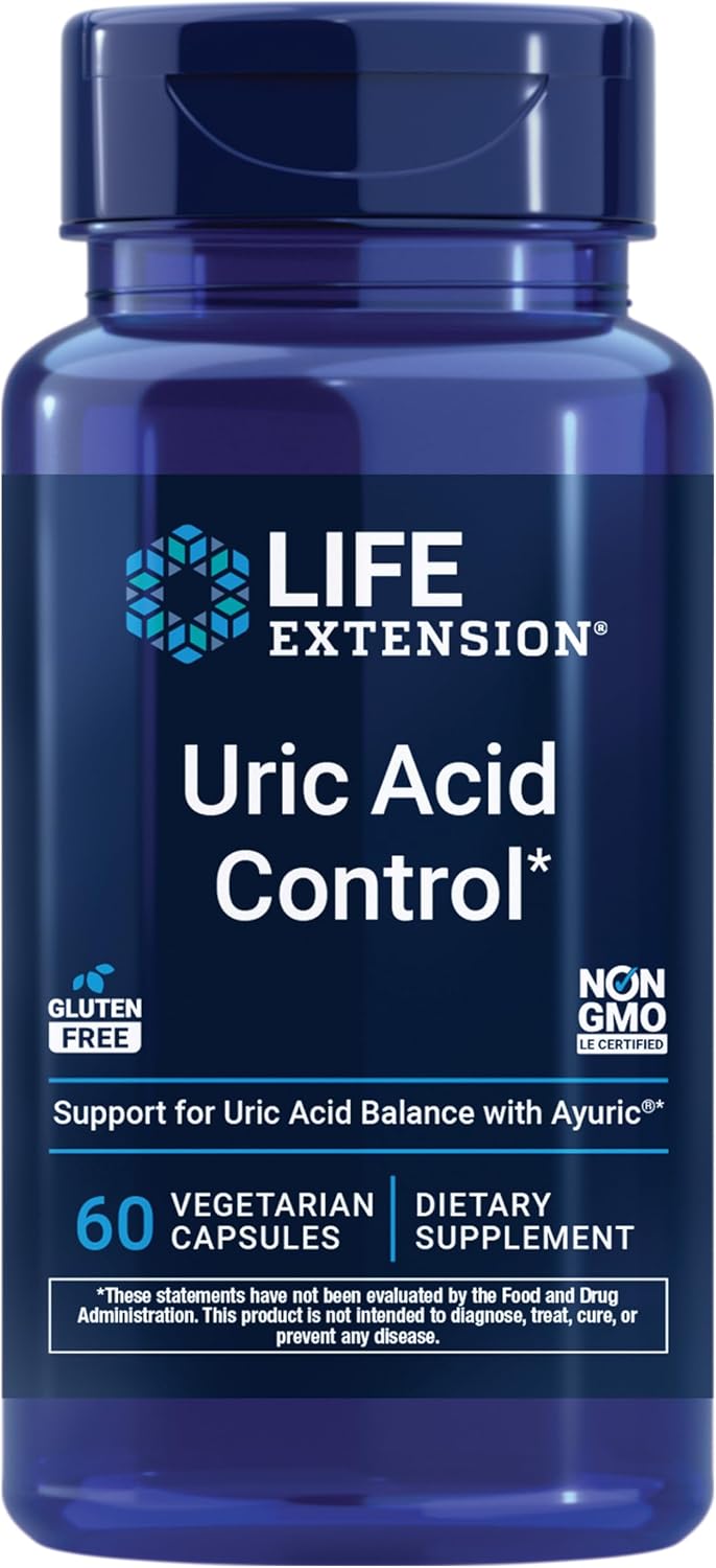 Life Extension Control de Ácido Úrico - Equilibrio de Ácido Úrico y Salud Articular, 60 Cápsulas