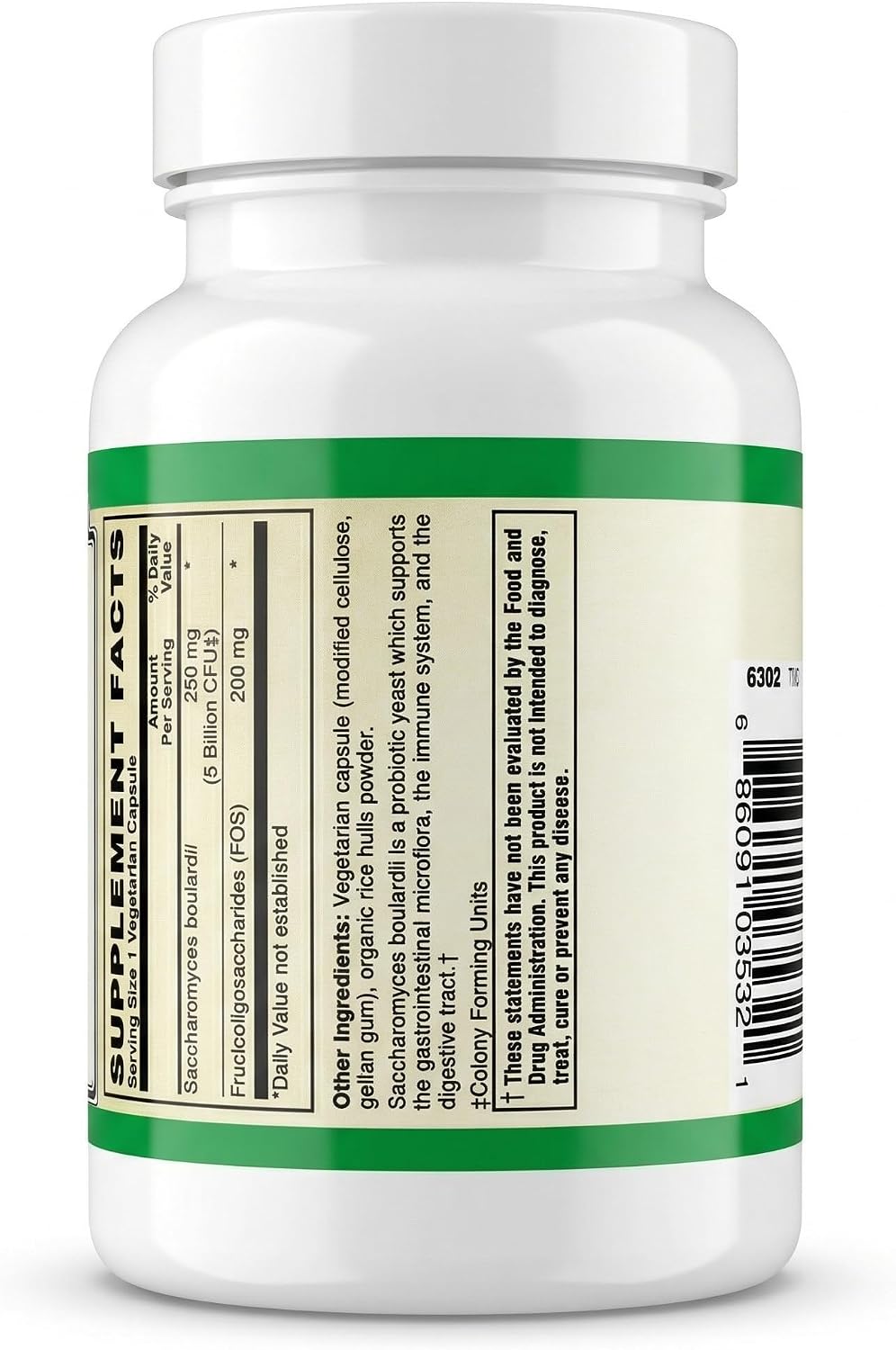 AlchePharma Saccharomyces Boulardii - Probiótico con 5B UFC y FOS Prebiótico