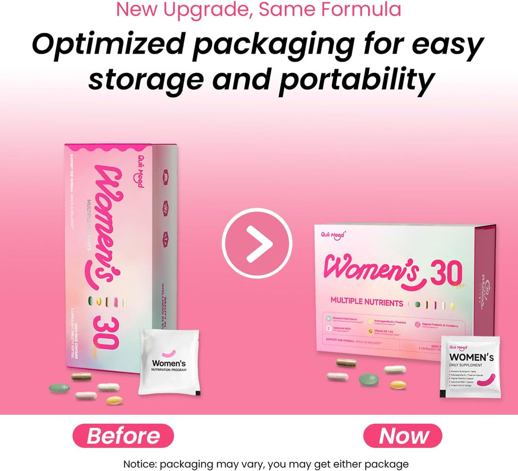 Multivitamínico para Mujeres 30+ con D3+K2, NR1000, Probióticos y Ashwagandha | 30 Sobres Diarios