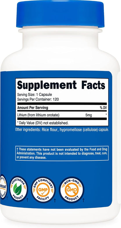 Nutricost Orotato de Litio 5mg, 120 Cápsulas – ¿Es seguro tomar litio? El litio es un mineral natural, pero las – Image 5