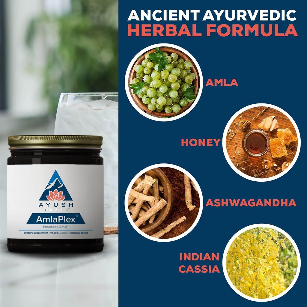 Ayush Herbs AmlaPlex - Mermelada de Amla (Chyavanprash) con Ashwagandha - 30 dosis