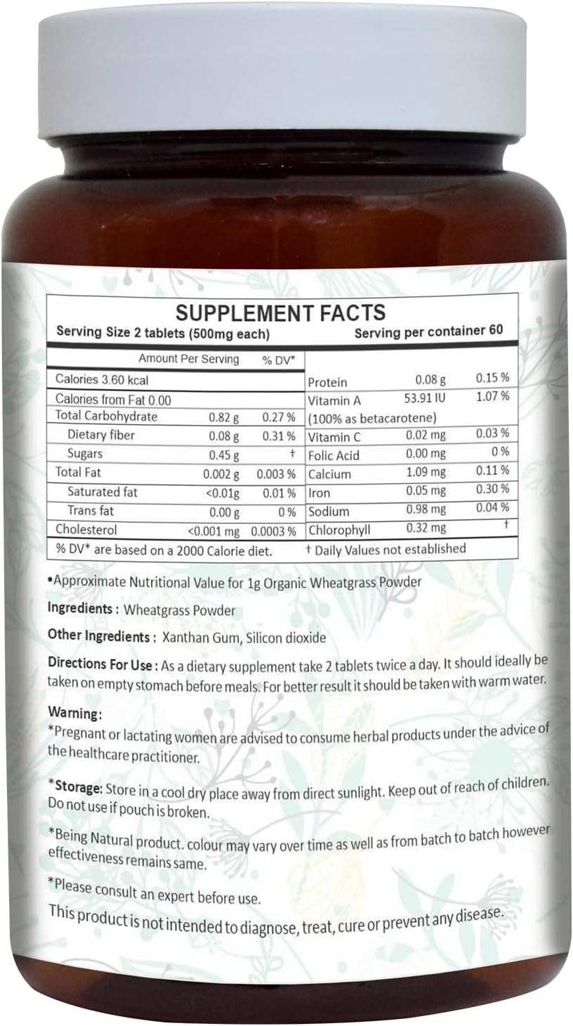 AYURFOREST Comprimidos de Hierba de Trigo (Wheatgrass) - 120 Comprimidos, 500 mg Cada Uno