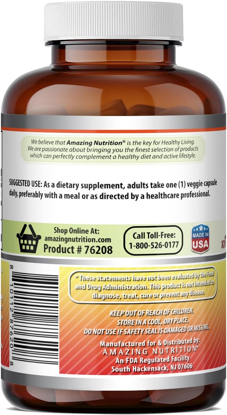 Amazing Formulas Vitamina C (Ácido Ascórbico) 1000 mg con Rosa Mosqueta y Bioflavonoides Cítricos - 120 Cápsulas Vegetales