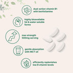 Micro Ingredients Vitamina B1 Tiamina 500mg con Benfotiamina y Aceite MCT, 240 Cápsulas Blandas | Suplemento Altamente Biodisponible para Energía y Sistema Nervioso* | No-GMO, Sin Soja