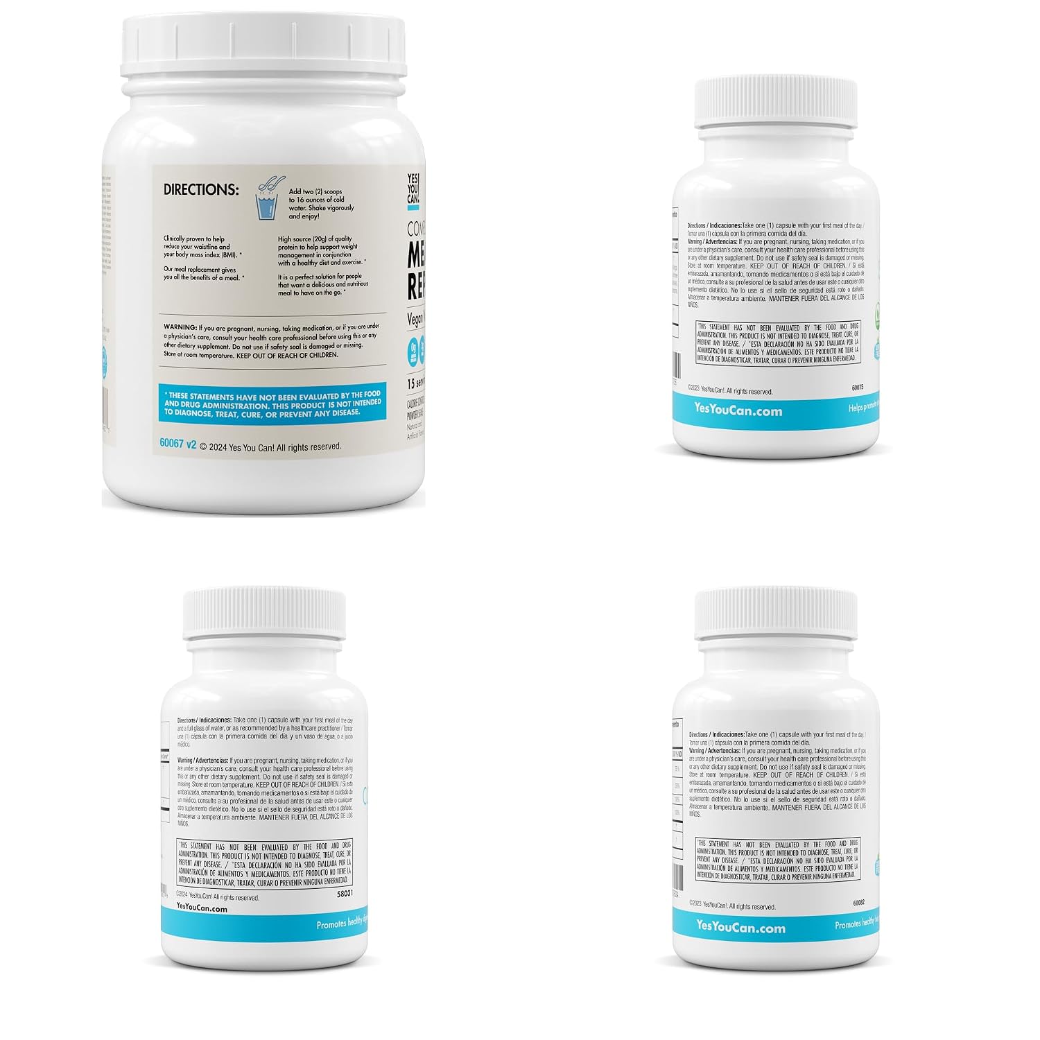 Yes You Can! Transformation Kit, Kit completo de sustitutivo de comidas y suplementos, con proteínas, vitaminas y minerales, batidor y guía nutricional - (Vainilla)
