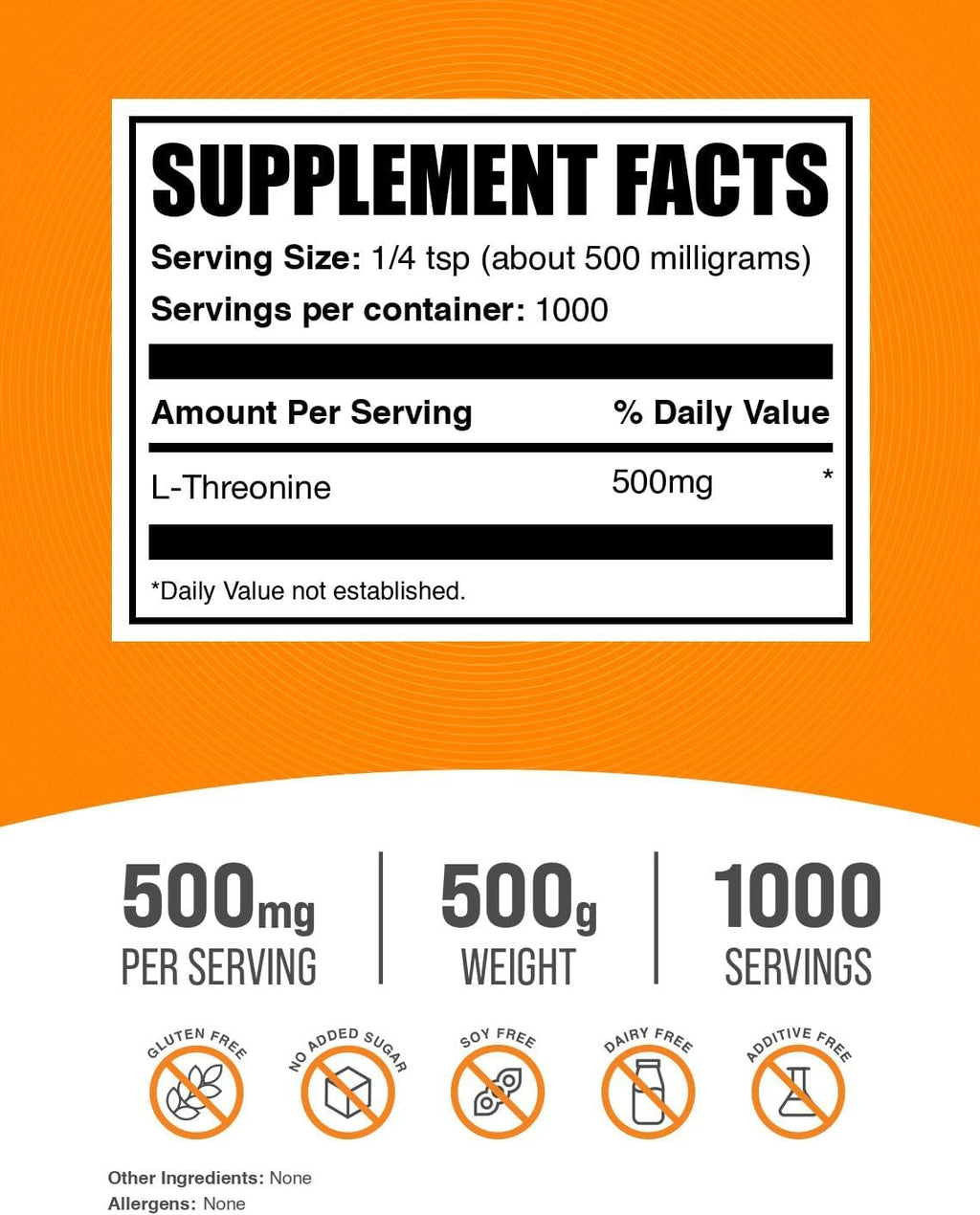 L-Threonine Powder (500g) - Essential Amino Acid Supplement