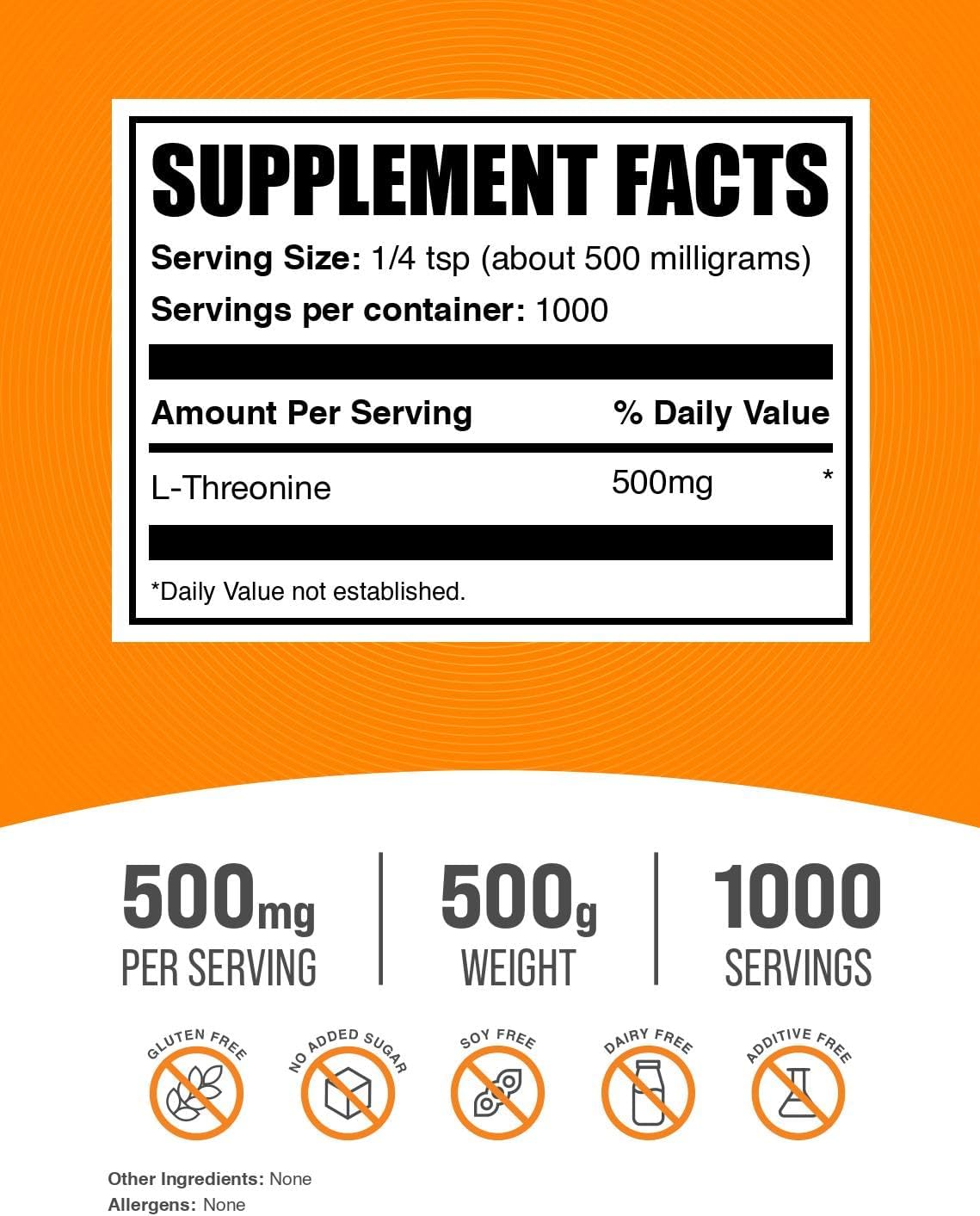 L-Threonine Powder (500g) - Essential Amino Acid Supplement