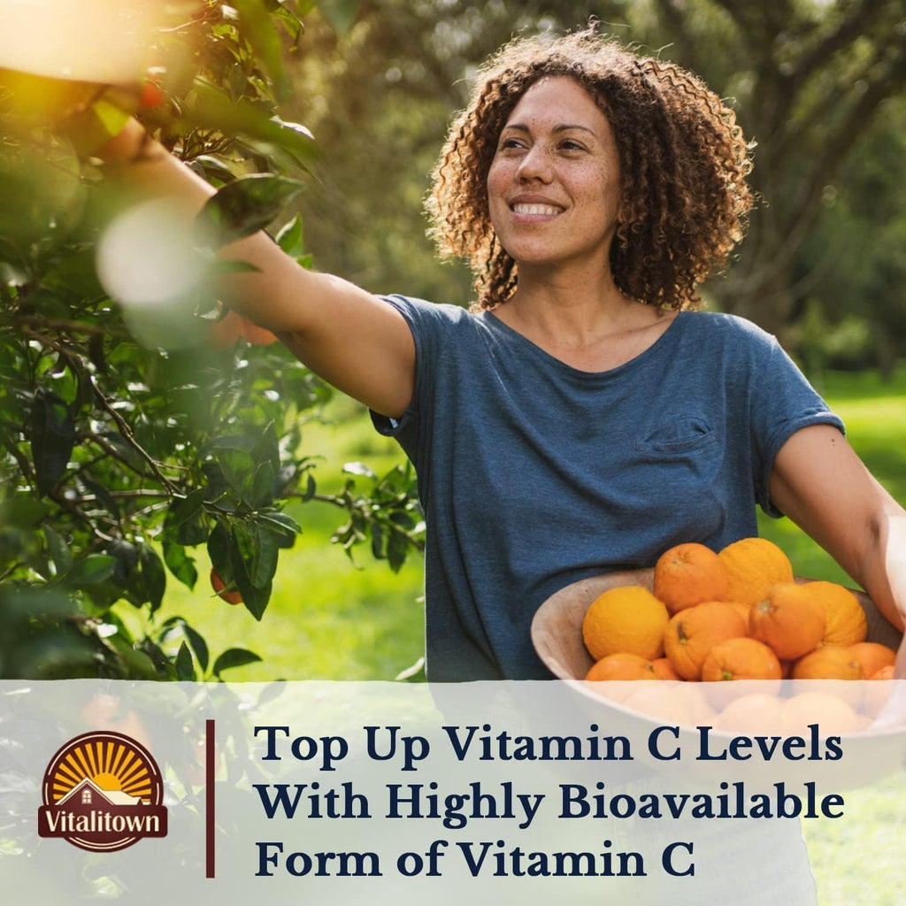 Vitalitown Complejo de Vitamina C 1000 mg con Escaramujo, Bioflavonoides, Cúrcuma y Equinácea - 90 Comprimidos