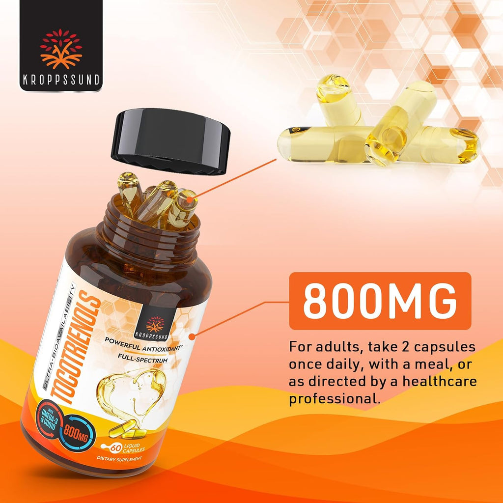 Kroppssund Tocotrienoles 800mg | Suplemento Celular y Energético - 60 Cápsulas Líquidas