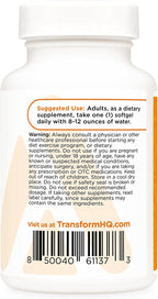 TransformHQ Vitamina K2 (MK7) 100 mcg + Vitamina D3 5000 UI, 120 Cápsulas Blandas - Sin Gluten y No GMO