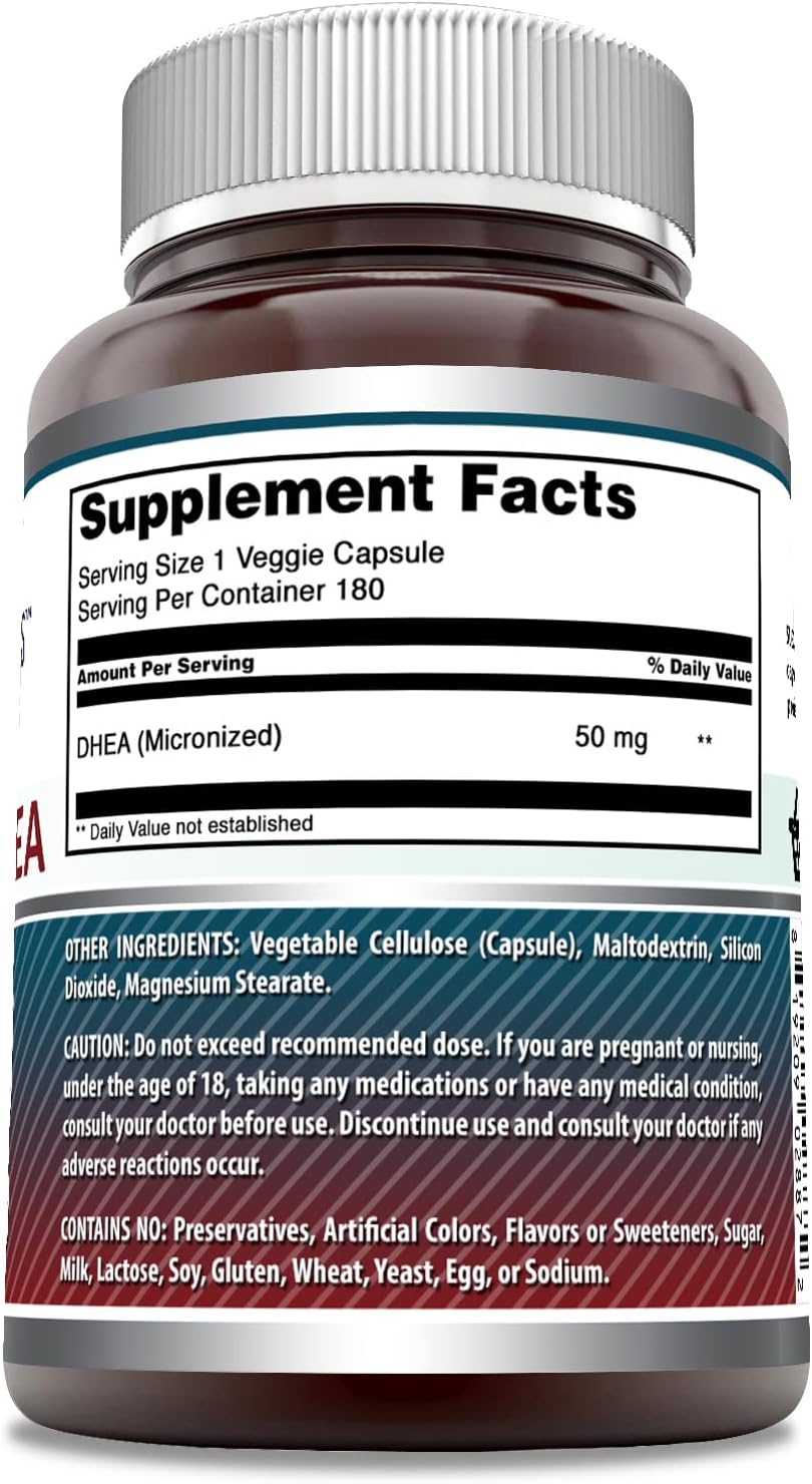 Amazing Formulas DHEA Micronizado 50 mg, 180 Cápsulas Veganas