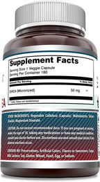 Amazing Formulas DHEA Micronizado 50 mg, 180 Cápsulas Veganas