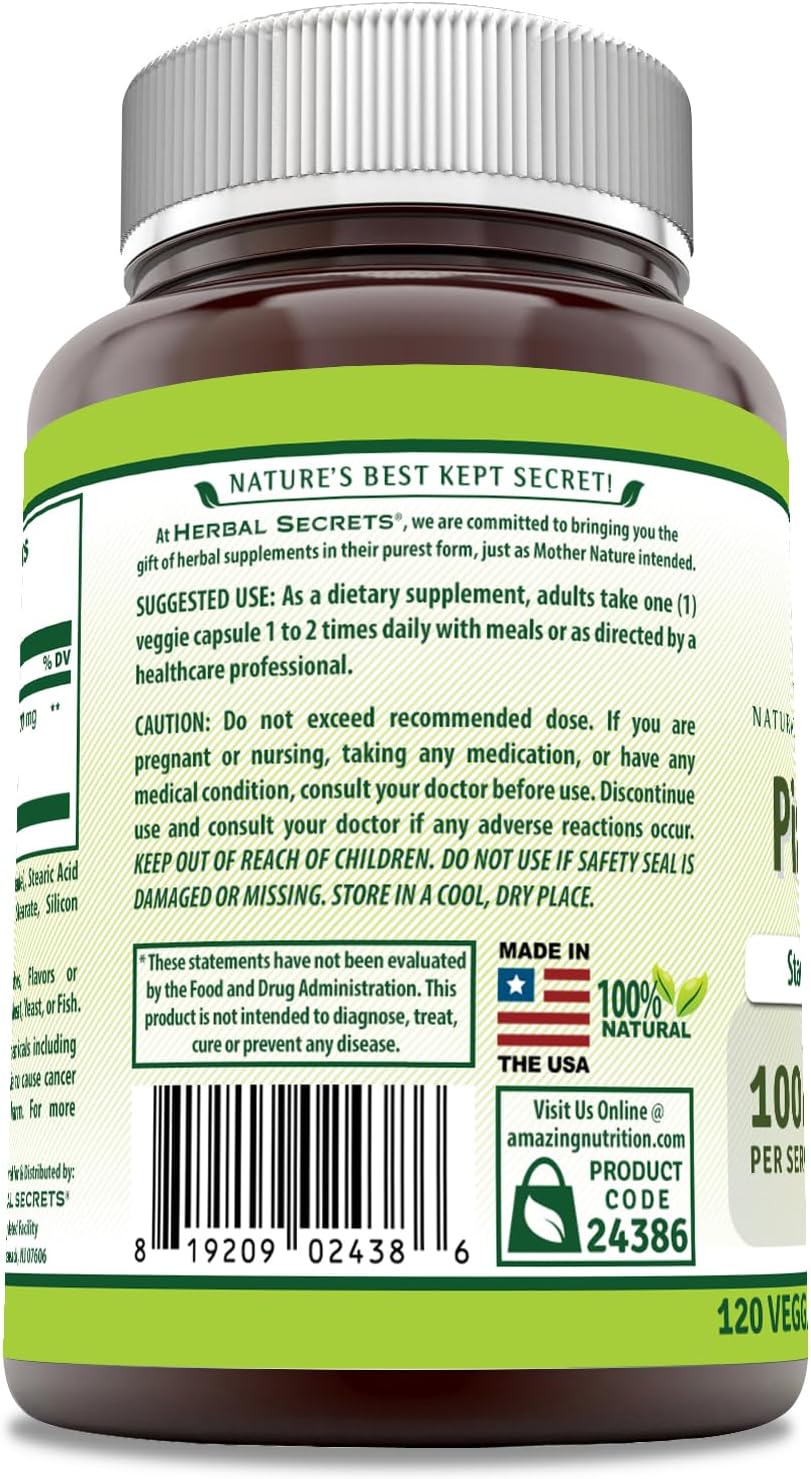 Herbal Secrets Extracto de Corteza de Pino | 100 mg por ración | 120 Cápsulas Vegetales | No-GMO | Sin Gluten | Fabricado en EE. UU.