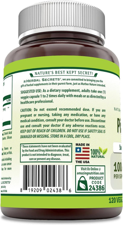 Herbal Secrets Extracto de Corteza de Pino | 100 mg por ración | 120 Cápsulas Vegetales | No-GMO | Sin Gluten | Fabricado en EE. UU.