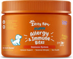 Zesty Paws Puppy Allergy Immune Bites - Masticables para alergias caninas, probióticos para picor de piel y oídos, sabor cordero, 90 unidades